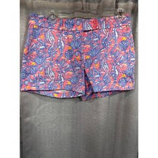 Vineyard Vines Pink Seahorse Shell Print Chino Shorts Womens Size 2 Nautical