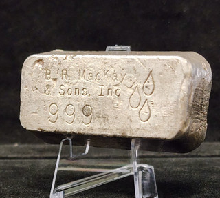 Vintage 10.82 oz B. R. MacKay & Sons Inc Poured Silver Ingot Loaf Bar