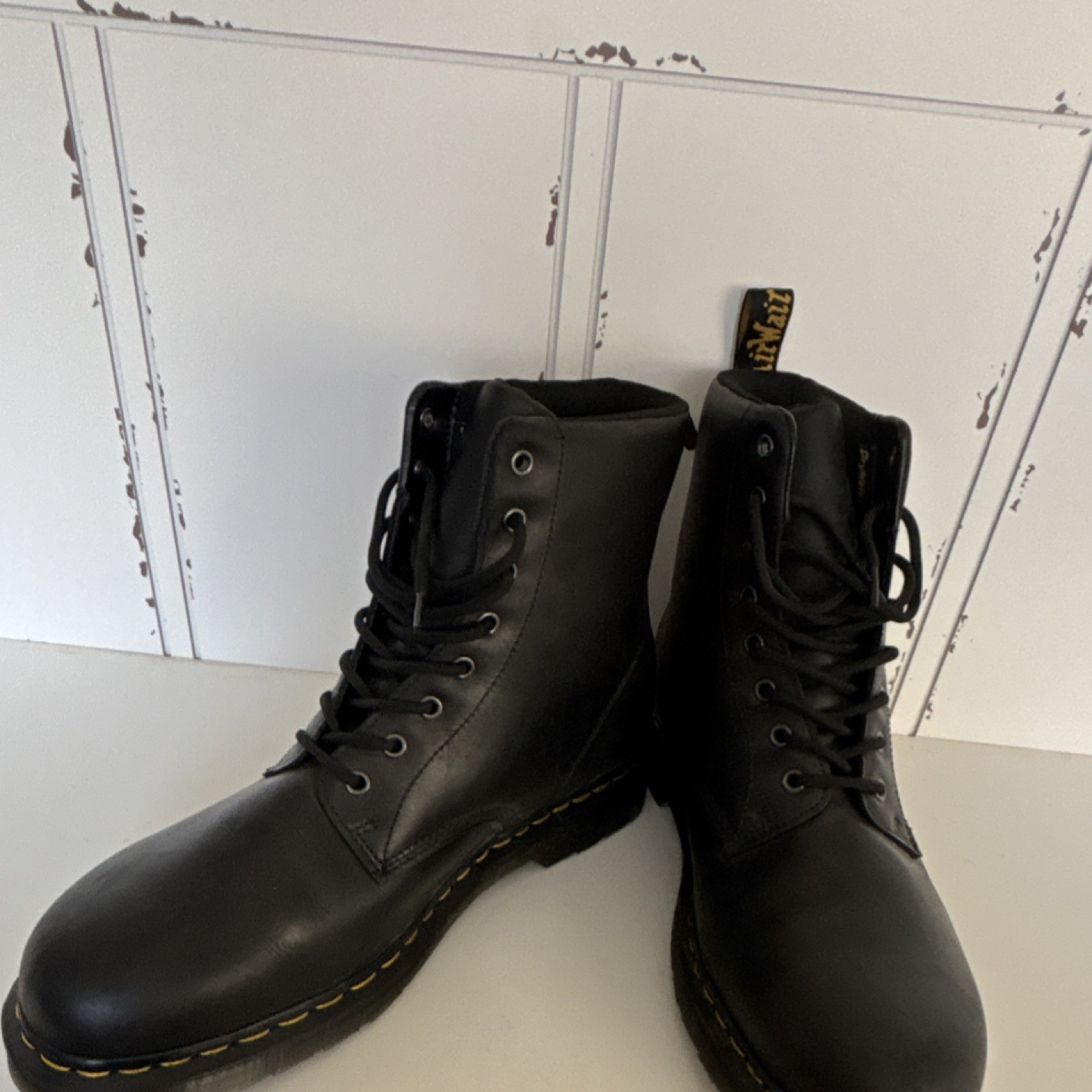 Dr. Martens Waterproof Black Leather Combat Boots Men's Size 14 US Lace Up