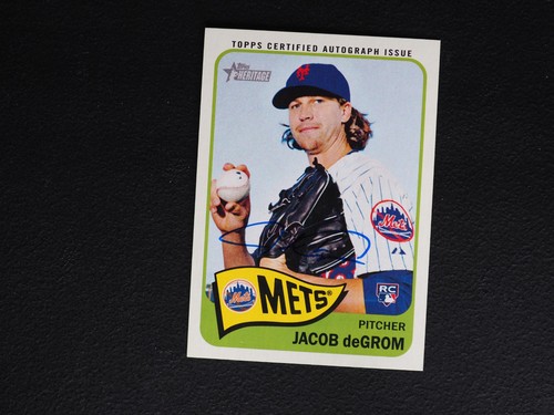 2014 Topps Heritage Jacob deGrom RC Rookie Real One AUTO Autogramm blaue Tinte NEUWERTIG