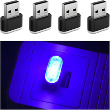 4PCS USB LED Car Interior Atmosphere Lamp, Portable Plug-In Mini Vehicle Night L
