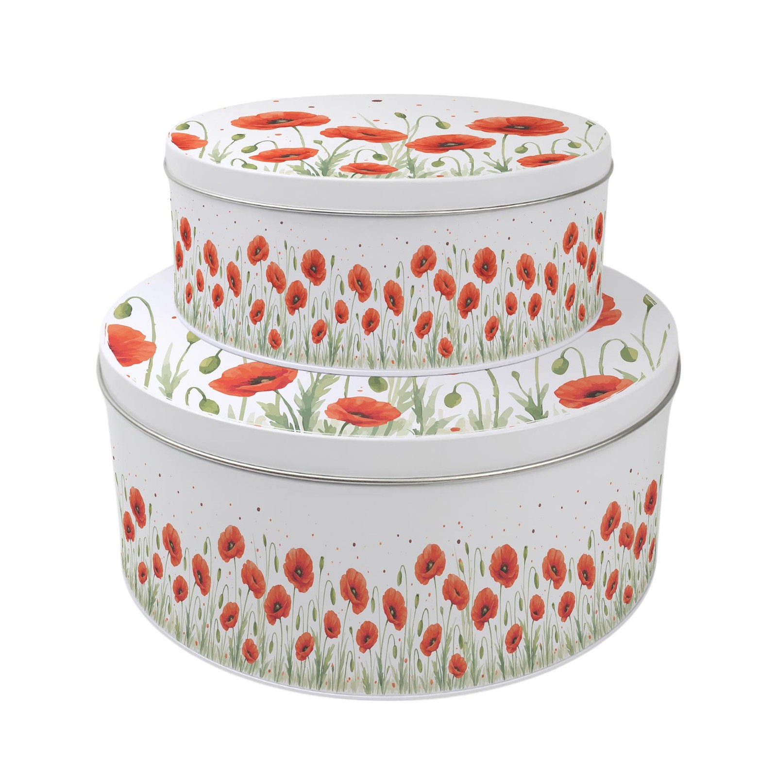Purely Home Summer Poppies Cake Tin Set - Multicoloured - Image 2