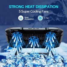 5 Fan Laptop Cooling Pad USB Cooler Stand Fits 12" to 17" Laptops Black