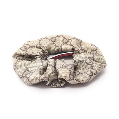 GUCCI GG pattern scrunchie Hair accessary silk Beige Brown 