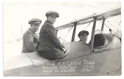 Flying In A Curtiss Airplane 1919 Minnesota State Fair RPPC Photo Postcard