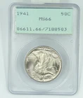 1941 PCGS MS66 Walking Liberty Half Dollar Rattler Holder PQ