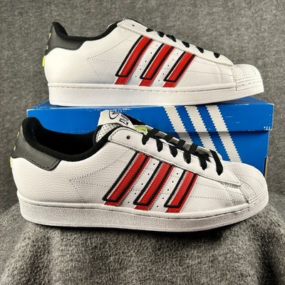NIOB Adidas Superstar White Red and Solar Yellow Men's Size 11.5 Style GX6026