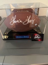 Thurman Thomas Signed Full Size Football Buffalo Bills LEAF COA W/ DISPLAY CASE