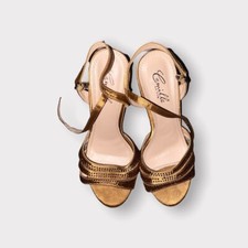 Camille La Vie Golden Brown Fabric Shoes 7