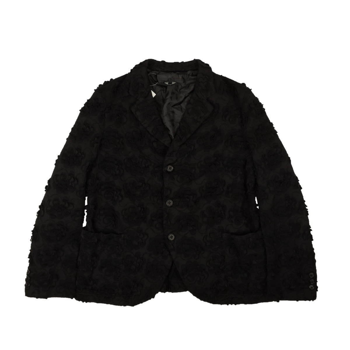 NWT COMME DES GARCONS Black Flower Heat Cut Out Jacket Size L
