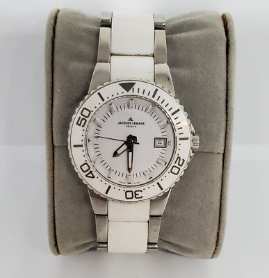 Jacques Lemans Ladies Woman's Watch Geneve Sapphire Crystal G-204 White
