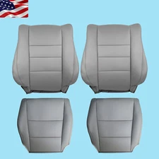 Driver & Passenger Bottom & Top Leather Seat Cover Gray For 08-12 Honda Accord 