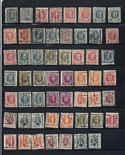 PRECANCELS: Belgian Rollers - 55 different Luttre