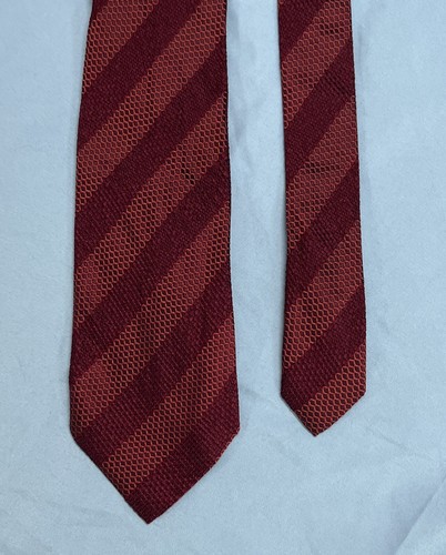 JHANE BARNES Maroon DIAGONAL STRIPES Hand Made 100% SILK Men's NECK TIE - Picture 2 of 3