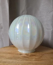Vintage Deco Opalescent Bohemian Cased Slag Glass Lamp Shade Globe Umbrella 