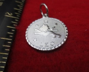 Authentic 14KT YELLOW GOLD PLATED LEO ZODIAC DIAMOND CUT DISC CHARM