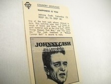 JOHNNY CASH original 1966 music biz promo lp review HAPPINESS IS YOU