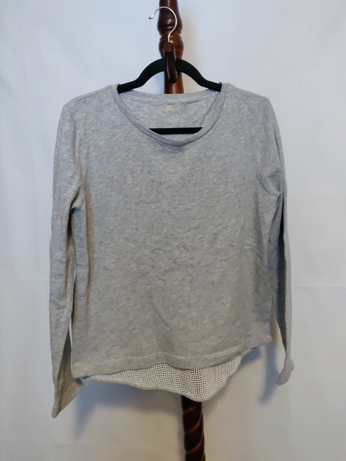 G.H. Bass women's sz M gray pullover layered sweater LS scoop