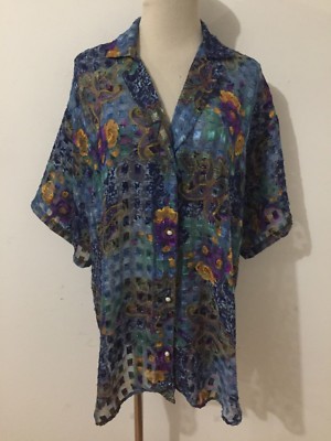 Victoria's Secret Petite Loose-Fit Button-Front Tunic Blouse Semi-Sheer Size P/S