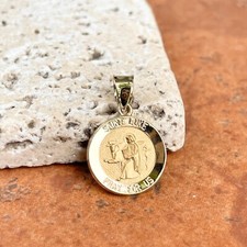 14K Yellow Gold St Luke Patron of Doctors Artists, Students, Butchers Medal 15mm
