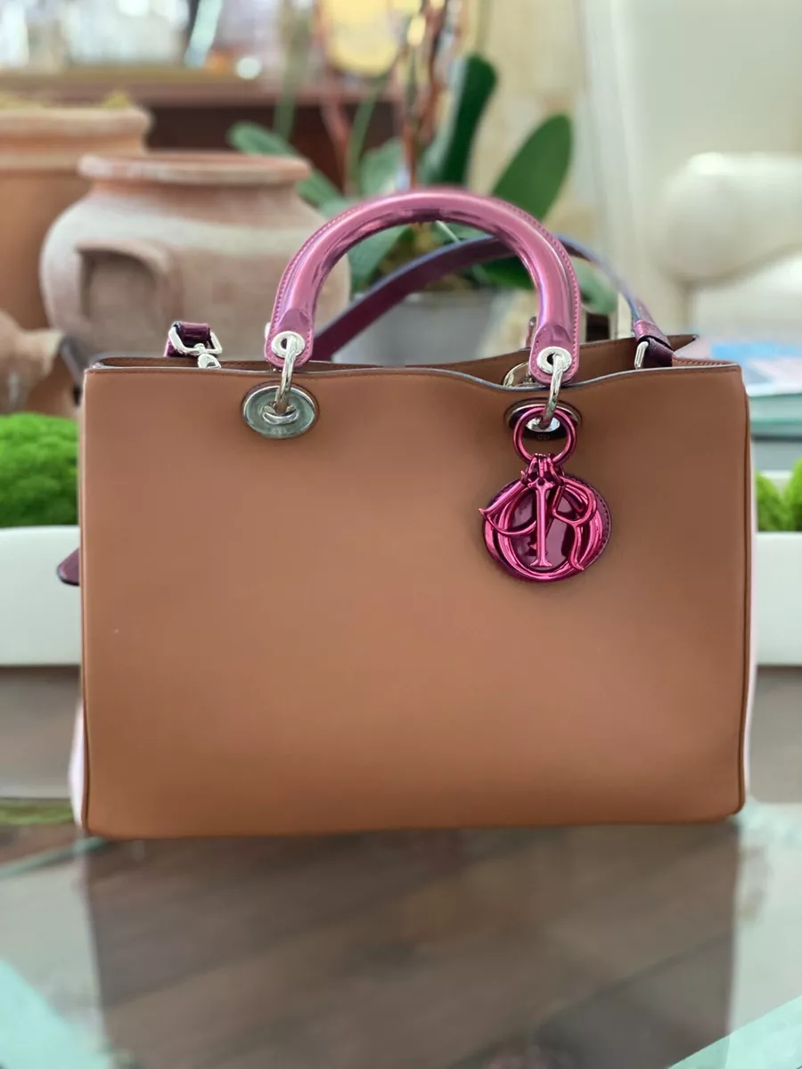 Christian Dior Limited Edition Tri-Color Pink, Camel & Burgundy Diorissimo  Bag