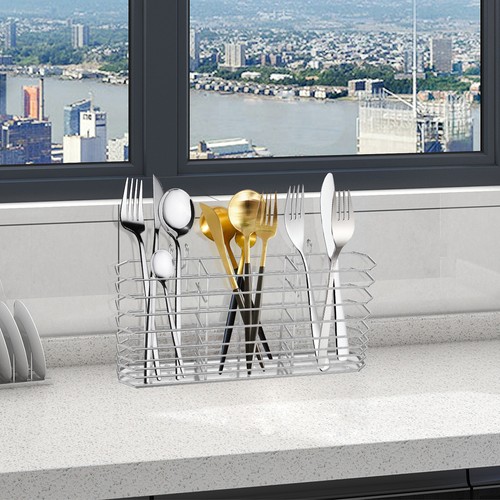 Utensil Drainage Rack Stainless Steel Cutlery Hanging Basket Compartmental ✉ - Picture 7 of 11