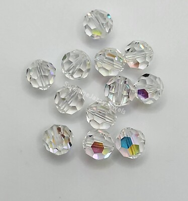 Swarovski Crystal Clear AB Faceted Round 5000 Beads; 4mm, 5mm, 6mm, 7mm,  8mm 9mm