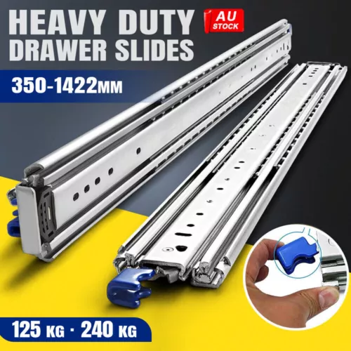 2x Locking Drawer Slides 125KG / 240KG Heavy Duty Runners Trailer Draw Slide AU
