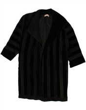 Roccobarocco Womens Oversized Overcoat Iy 40 Small Black Striped Cotton Io10
