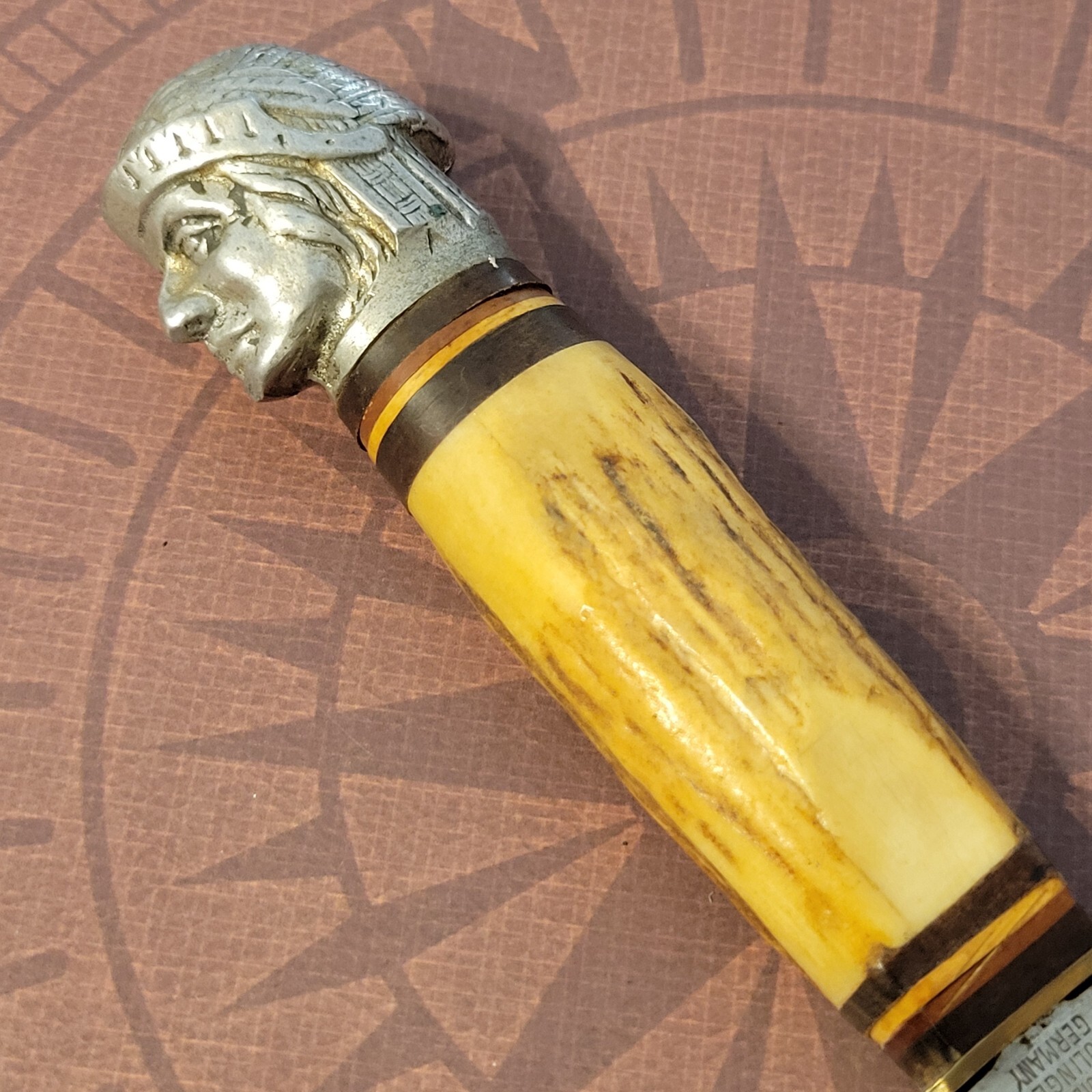 York Cutlery Knife Made in Germany Fixed Blade Stag Handle Vintage eBay