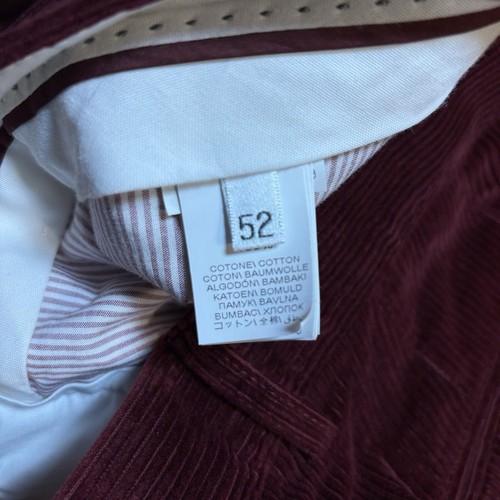 Brunello Cucinelli Corduroy Pants Mens Sz 52 36 x 29 Red Burgundy Merlot Cotton - Picture 10 of 11