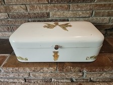 Vintage Antique Bread Box Bin Enamel Enamelwa...