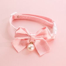 Dogs Silk Bow Rhinestones Pearls Necklaces Collar Adjustable Pet Collars Kittens