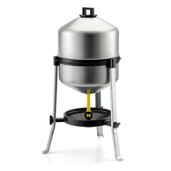 BEBEDOR TRAMPA PARA AVES 30L Gravedad Galvanizado Pollo Gallinas 30 Pájaros Trípode Soporte
