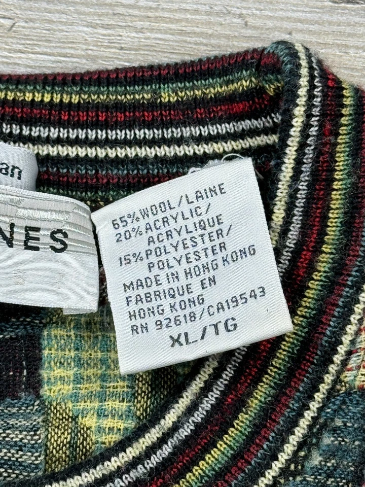 Suéter masculino vintage Jhane Barnes extra grande preto clave aguda nota musical - Imagem 3 de 4