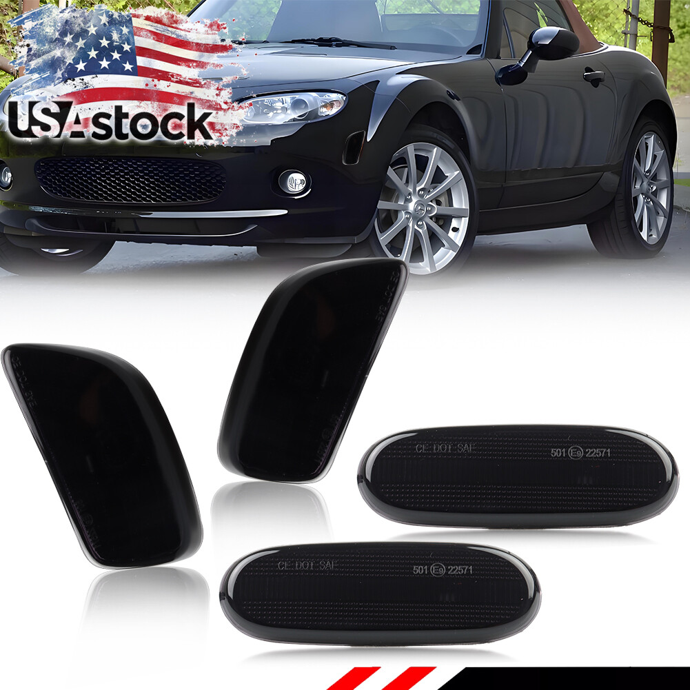 2006-2008 Mazda MX-5 Miata 4X Smoke Front & Rear Side Marker Reflector Lights