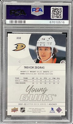 2021-22 Upper Deck Young Guns Trevor Zegras Rookie #232 PSA 9