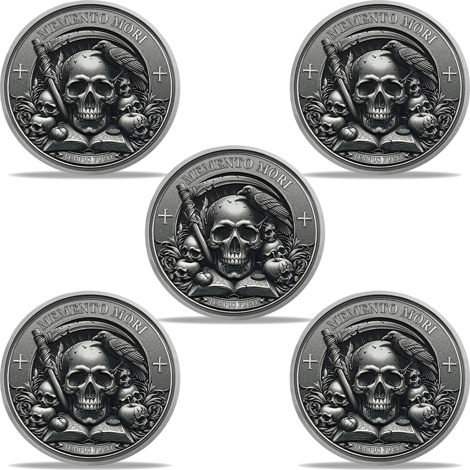 Memento Mori Coin | Stoic Coin | EDC Reminder Coin | Daily Worry Medallions 5Pcs