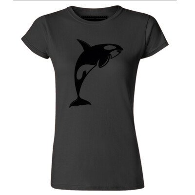 Damen-T-Shirt Orca Killerwal Silhouette Vektor Wildtiere Meereslebewesen