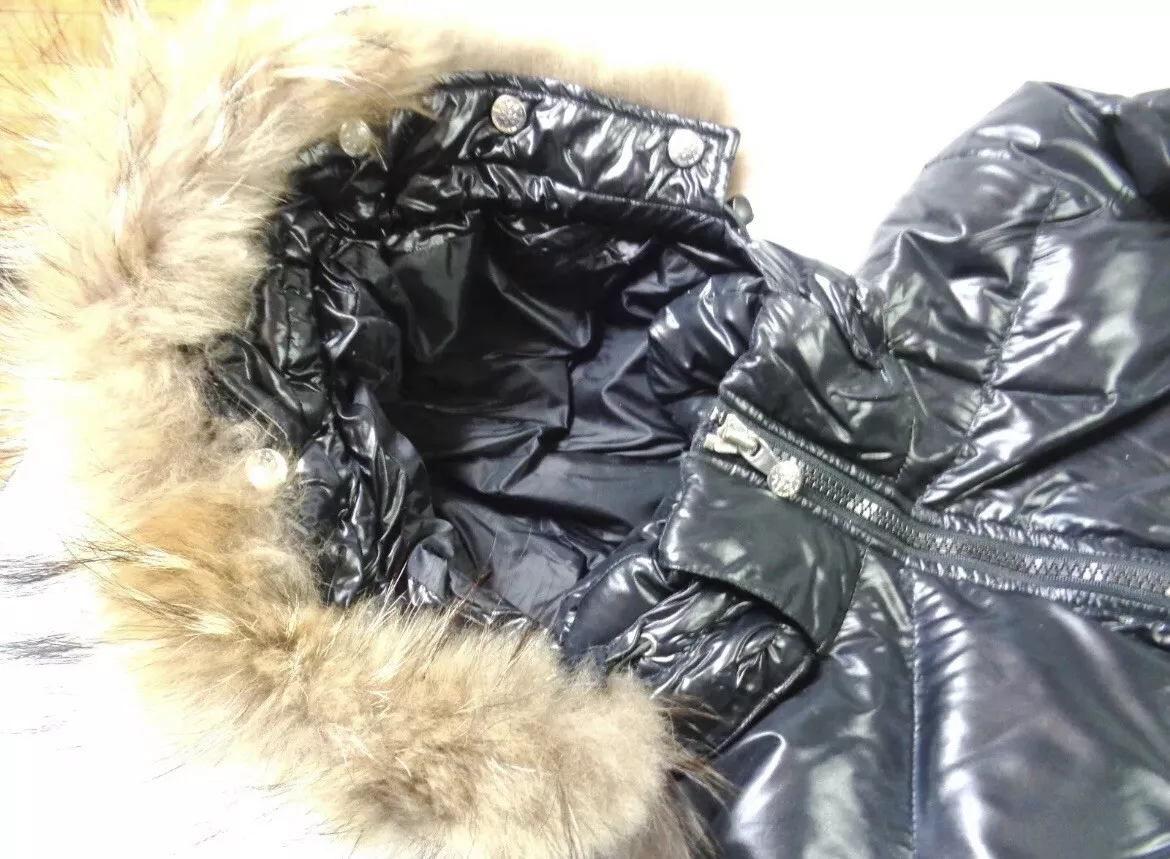 Pyrenex Authentic Down Faux Fur Hood Coat Zip Jacket Shiny Black