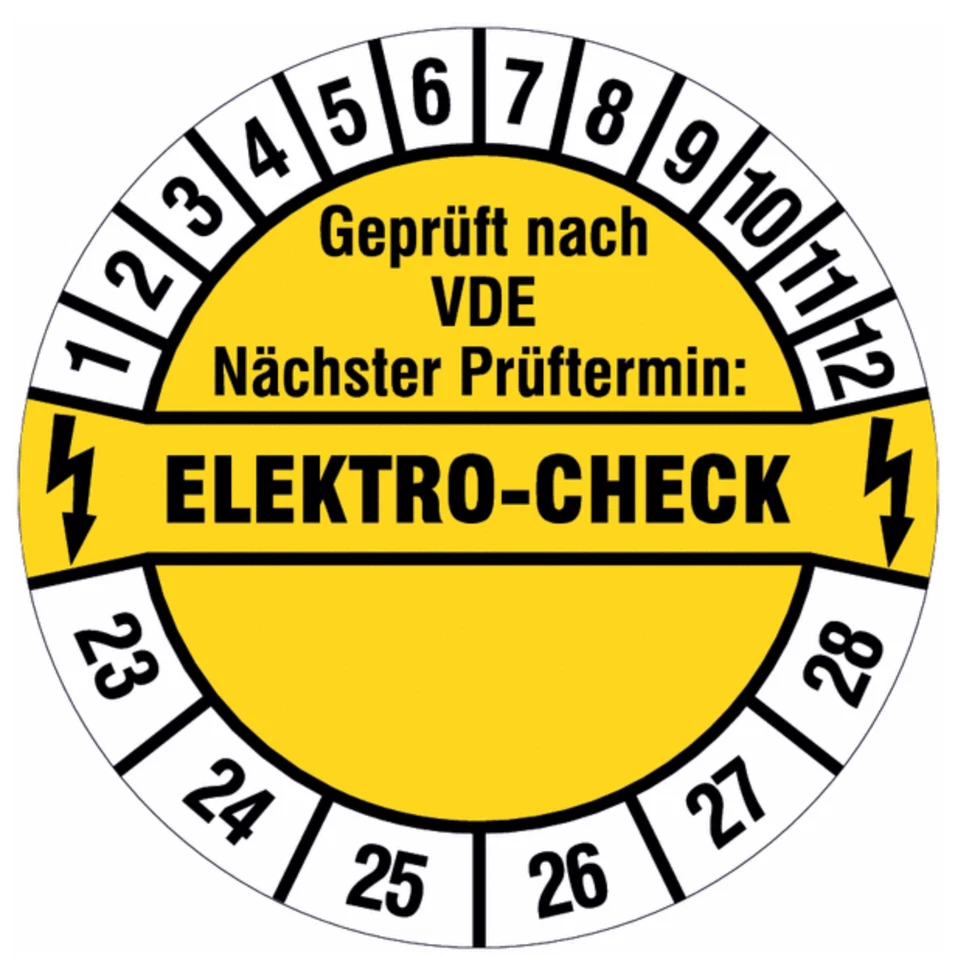 MARKENLOS Aufkleber ELEKTRO CHECK,Elektrisch geprüft,Prüfplaketten,VDE, Ø 30mm - 20 STÜCK