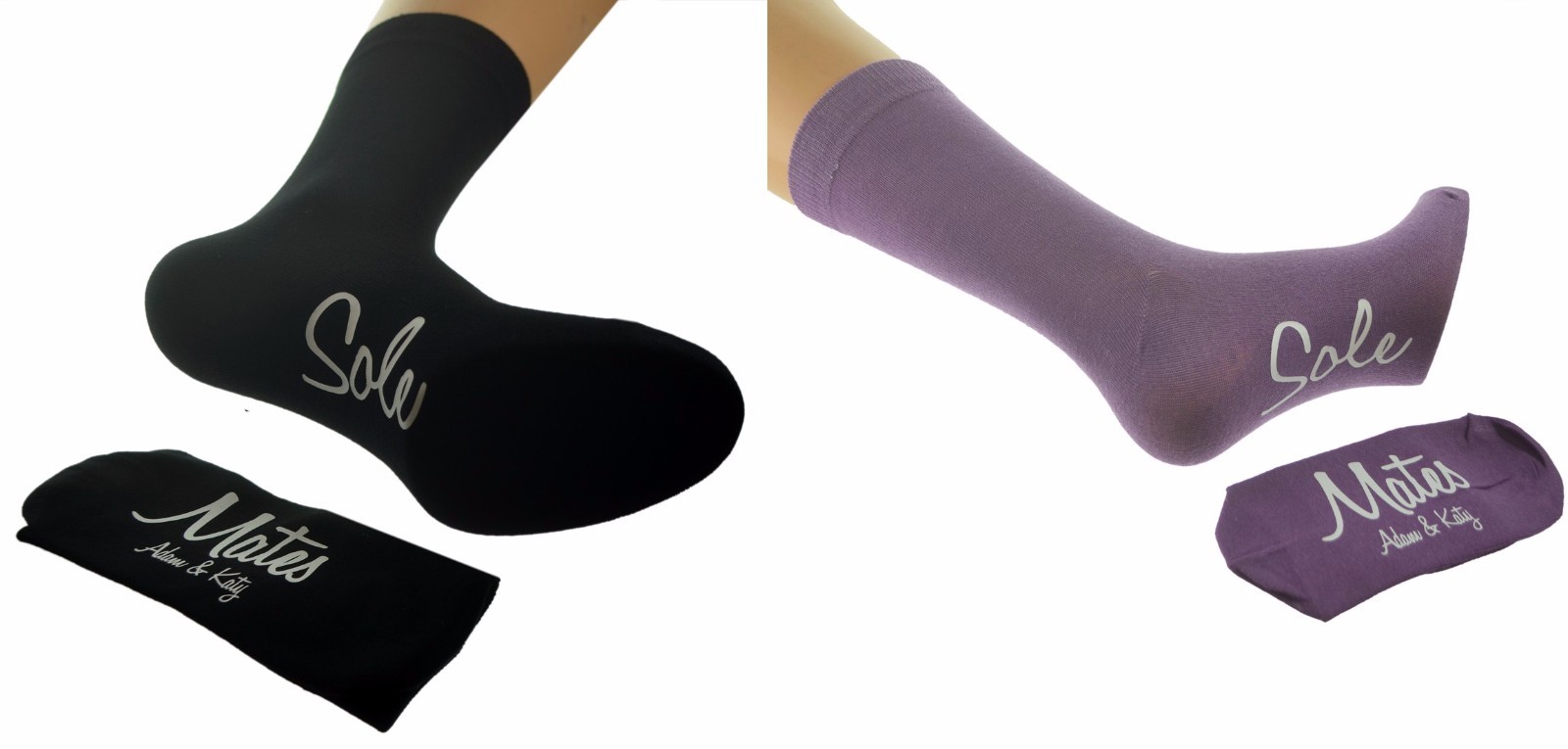 SAOLA Calze Personalizzate Coppia Nomi Sole Mates Design Lui e Lei X6N483 X6N456