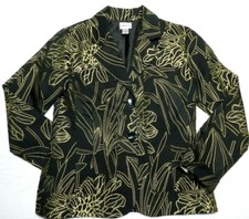 CHICO'S Jacket size 0 SMALL 4 6 black gold blazer ja17 