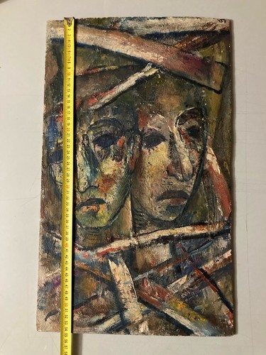 Oil Painting On Panel 1950 Portrait Man Expressionist Expressionism - Picture 9 of 10