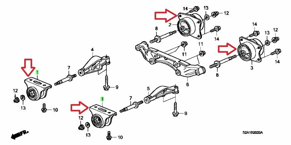 OEM Honda 00-09 S2000 AP1 AP2 Axle Differential Rear Mount Set of
