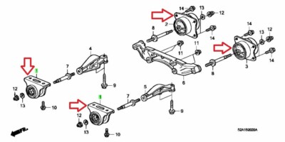 OEM Honda 00-09 S2000 AP1 AP2 Axle Differential Rear Mount Set of