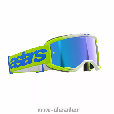 Alpinestars MX Brille Vision 5 Blaze Gelb Blau verspiegelt Motocross Enduro Cros