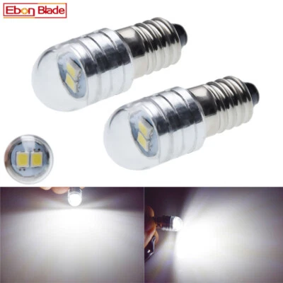6V/12V/24V Schraubsockel Licht E10 2835 2 LED Taschenlampe Birne Lampe Weiß - Bild 1 von 4
