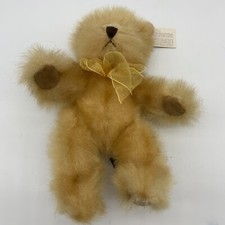 Russ Berrie Teddy Bear From the Past Gold Shiny Velvet Paws Pennington Bow Tag