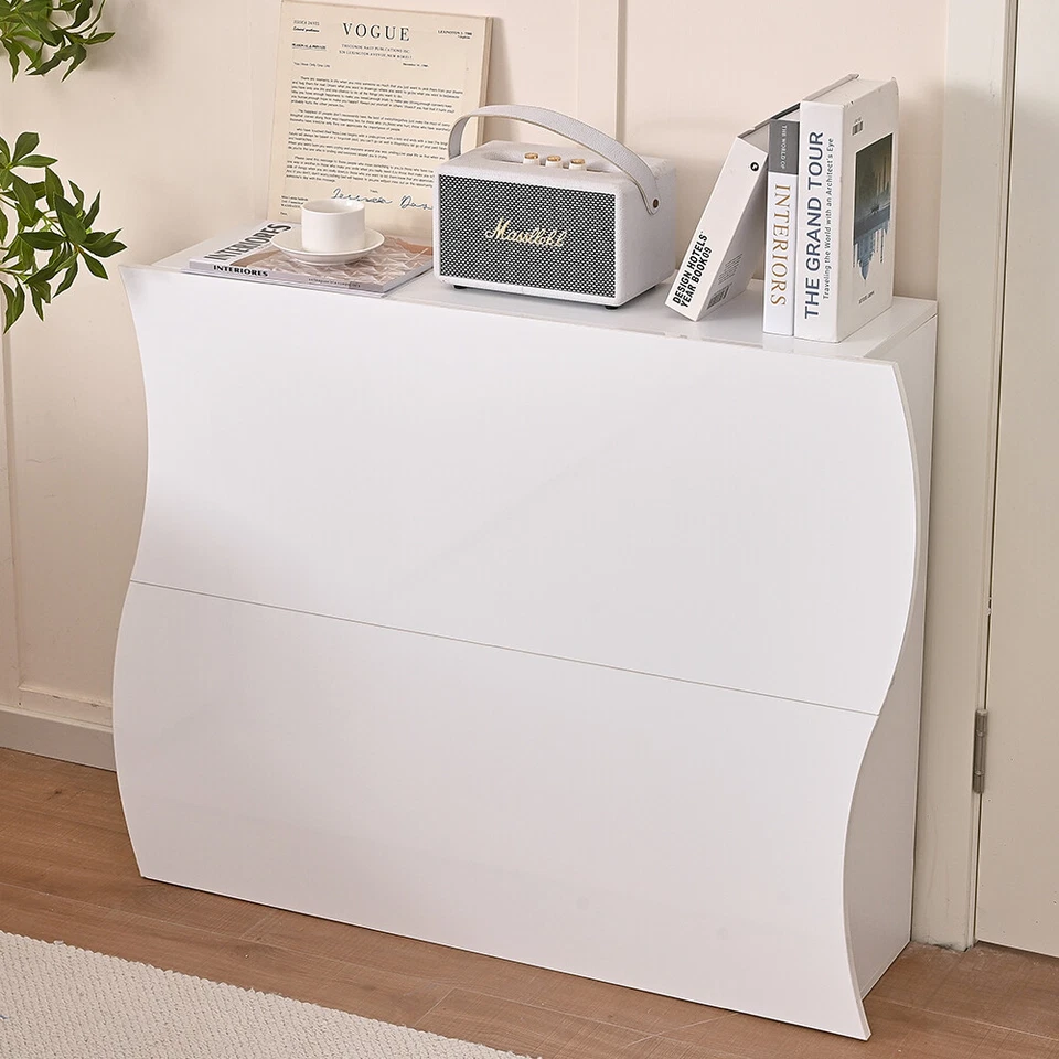 Scarpiera Ingresso in Legno Lucido ONDE 2 Ante Bianco Salvaspazio 101x26.5x81cm - Immagine 3 di 4